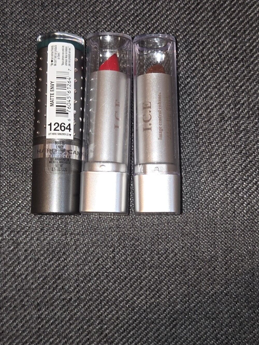 Hard Candy & I.C.E Lipstick Trio in Envy, Apricot, Peach Beige